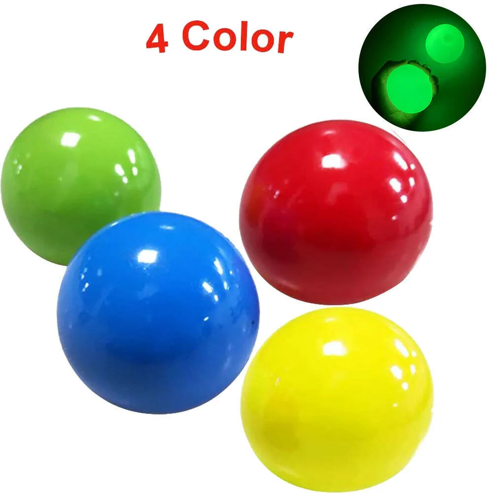 TR 4PCs Squeeze Toys Luminous Sticky Wall Balls Stress Reliever Toy Decompression Squishy 4 Color Fidget Adult Kids Gift enlarge