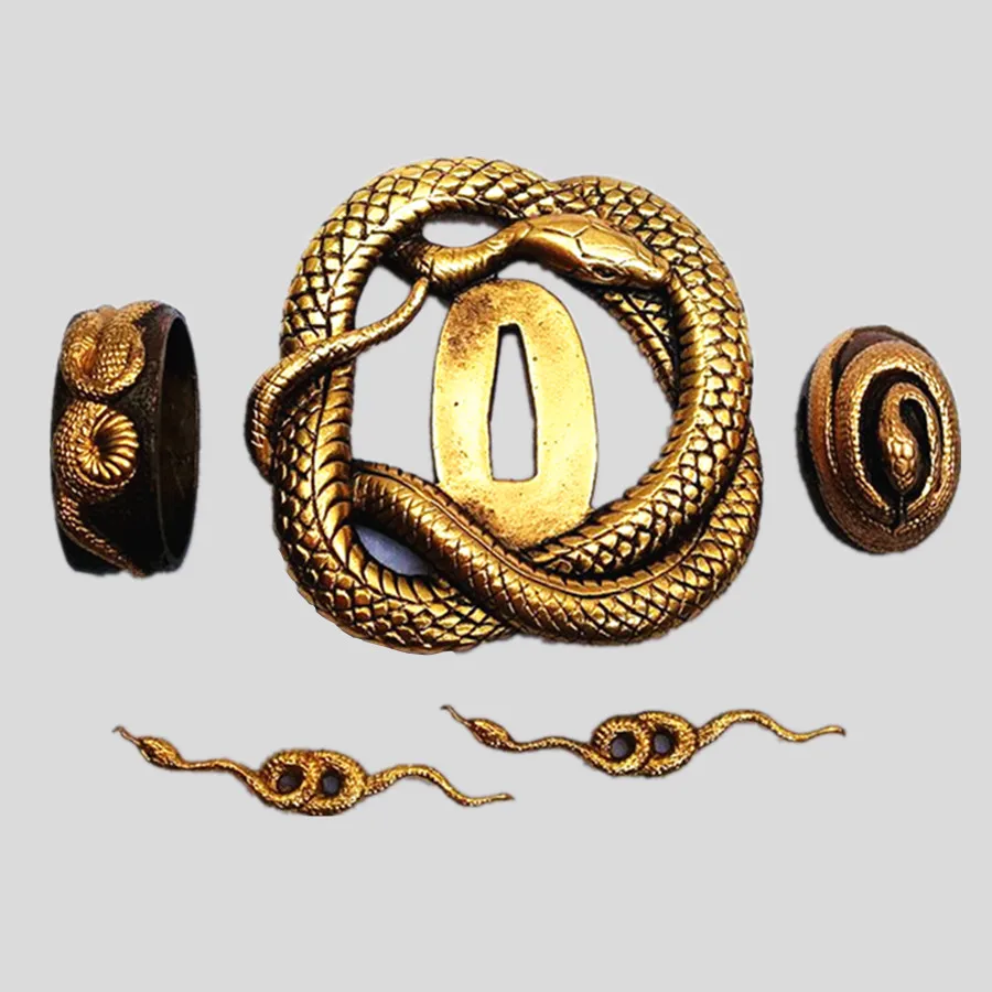 Высокое качество змеиная тема TSUBA Kashira Fuchi Menuki Катана японский самурайский меч DIY