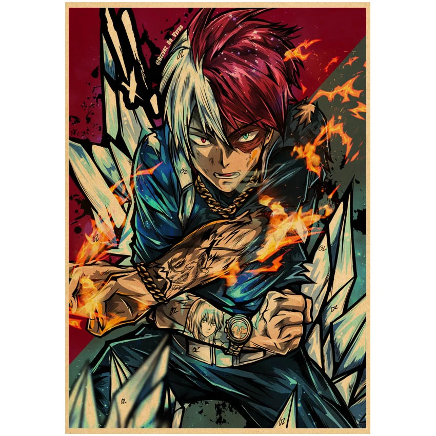 Плакат с мотивом аниме Моя геройская Академия винтажная крафт-бумага высокое