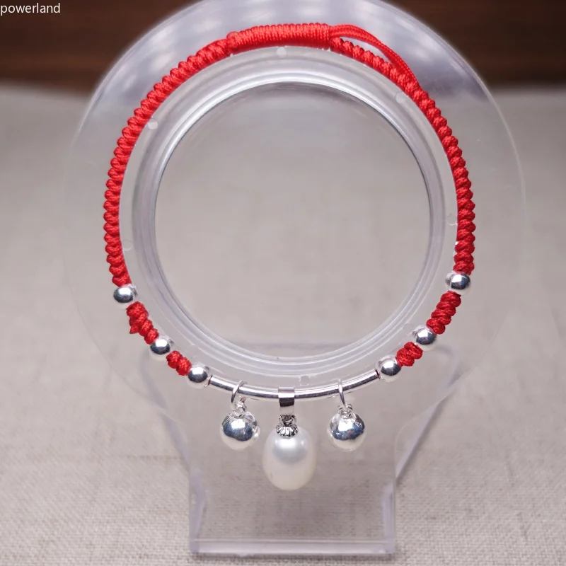 Freshwater Pearl Charm Red Bracelet for Women Fashion Gift s925 Sterling Silver Lucky Bangle Handmade Jewelry | Украшения и