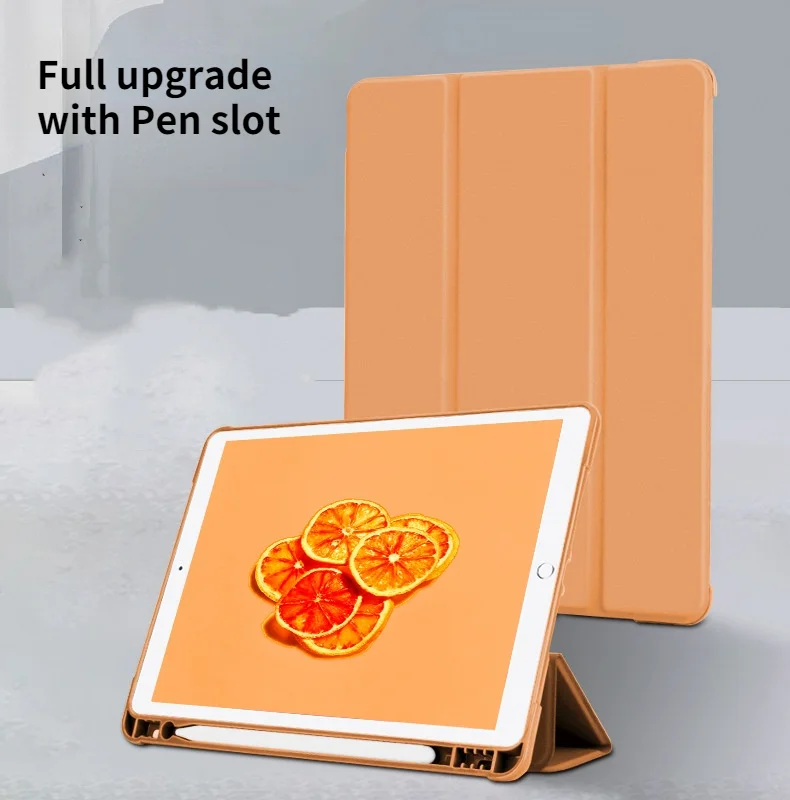 

New Ipadpro11 Case with Pen Slot Full Package Air4 Flat 9.7 Silicone Soft Shell 10.2 Leather Cover Tablet Case
