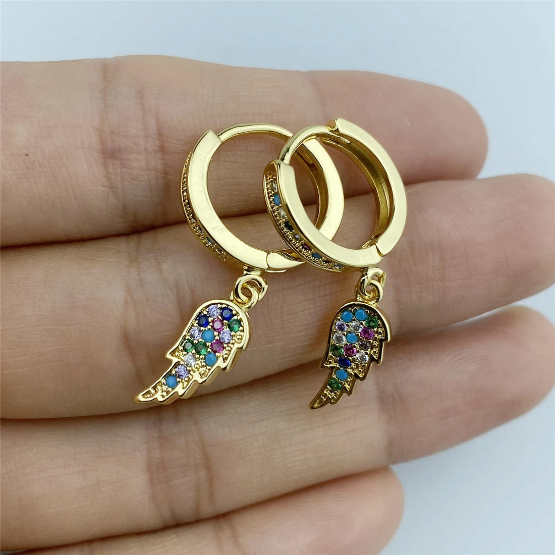 

Jewelry Palace Angel Wing CZ Stud Earrings Rainbow AAA Zircon Earrings for Women Girls Korean Earrings Fashion Jewelry 2020