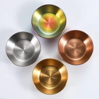 4pcs golden sauce dish appetizer serving tray stainless steel sauce dishes kitchen supplies seasoning dish plate tableware
