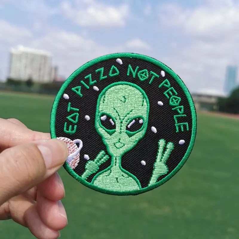 Prajna UFO патч вышитые патчи для одежды утюжок на заплатках одежде полоски Alien Rainbow