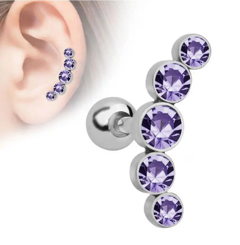 Серьги-гвоздики из стали для пирсинга Ювелирное Украшение со стразами в форме