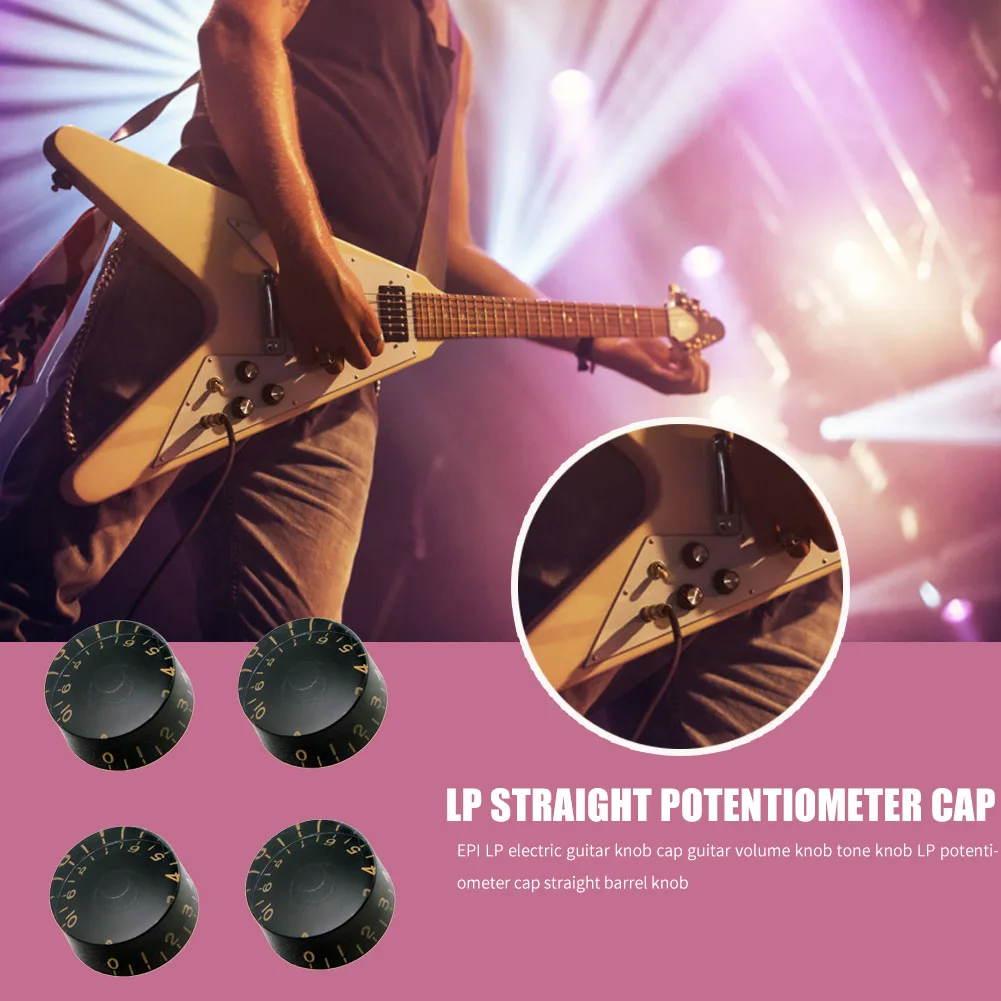 

4pcs Electric Guitar Knob Cap Guitar Volume Tone Button Musical Instrument Classic Texture Supplies Parts Accessaries