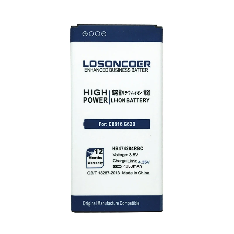LOSONCOER HB474284RBC батарея 4050 ма-ч для huawei Honor 3C Lite C8816D C8816 G521 G615 G601 G620 Y635 Y523 Y625-U32 Y625 Y625-U51