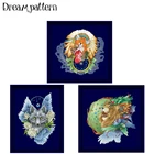 Набор для вышивки крестиком Dreamcather wolf, темно-синяя хлопковая шелковая ткань с рисунком животных 14 карат 11 карат, большая картина сделай сам для стены