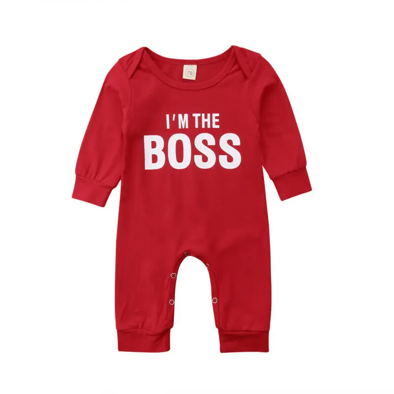 Модный милый комбинезон Emmababy для новорожденных детей I'm the BOSS наряды