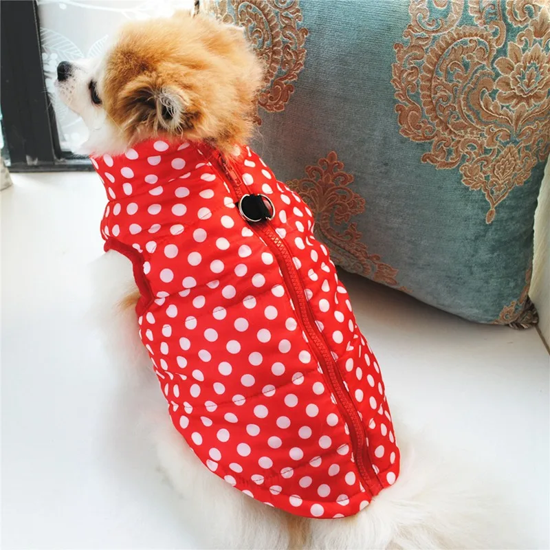 Waterproof Dog Coat Winter Puppy Winter Vest Clothes Small Dog Vest Jacket Chihuahua Yorkie Clothing Pet shop Sleeveless Zipper - Color: Red