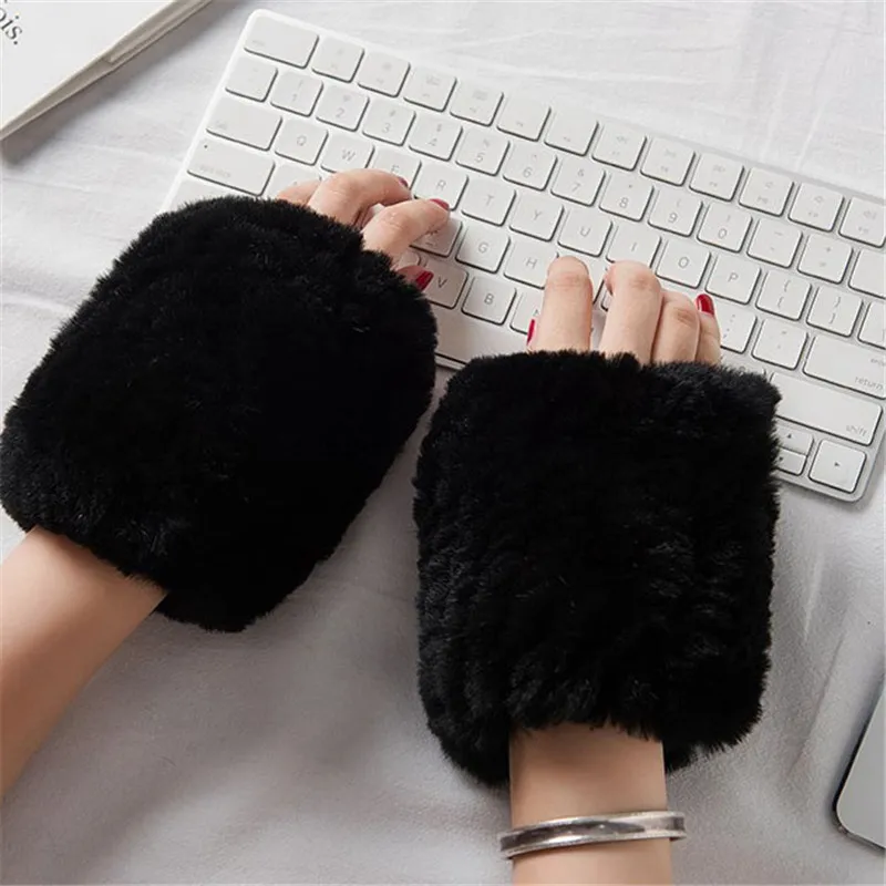 2019 New Casual Girl Natural Real Rex Rabbit Fur Gloves Female Good Elastic Knitted Wool Winter Ladies Warm Gloves. | Аксессуары для