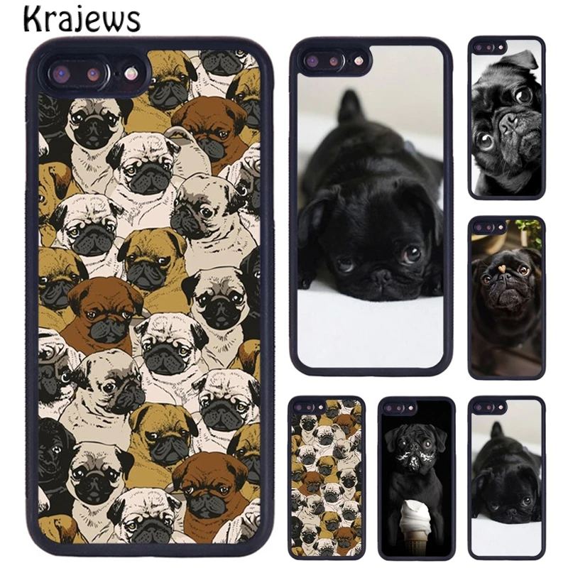 Чехол из ТПУ с милым черным Мопсом для iPhone 5 6 S 7 8 Plus 11 Pro X XR XS Max samsung Galaxy S6 S7 S8 S9 S10 PLUS |