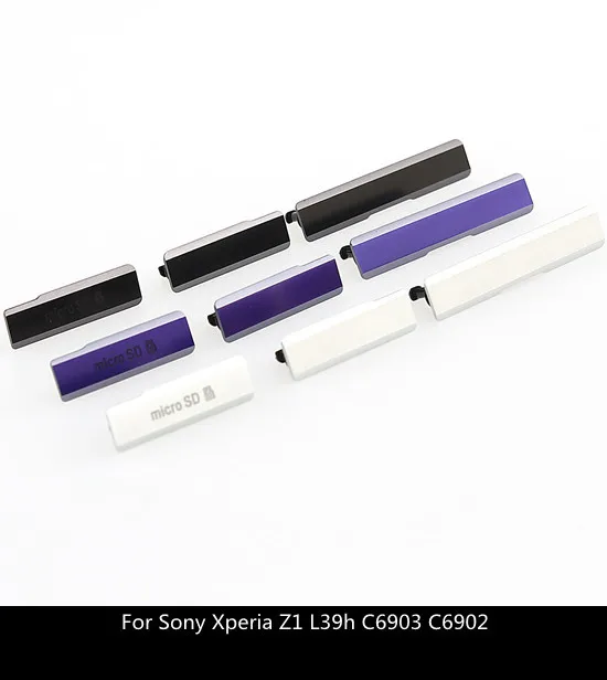 100% Original USB Charging Port Dust Plug Cover + Micro SD Port + SIM Card Port Slot for Sony Xperia Z1 L39H C6902 C6903