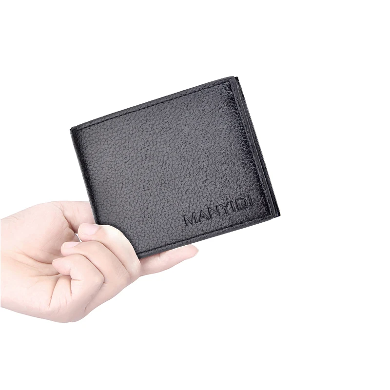 Мужской кошелек из искусственной кожи с узором Личи трехслойный бумажник