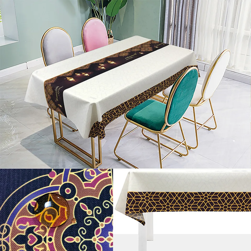 

140x180cm Eid Mubarak Ramadan Muslim Dining Table Cloth Party Home Dining Tea Waterproof Cover Customize Personality Decoration
