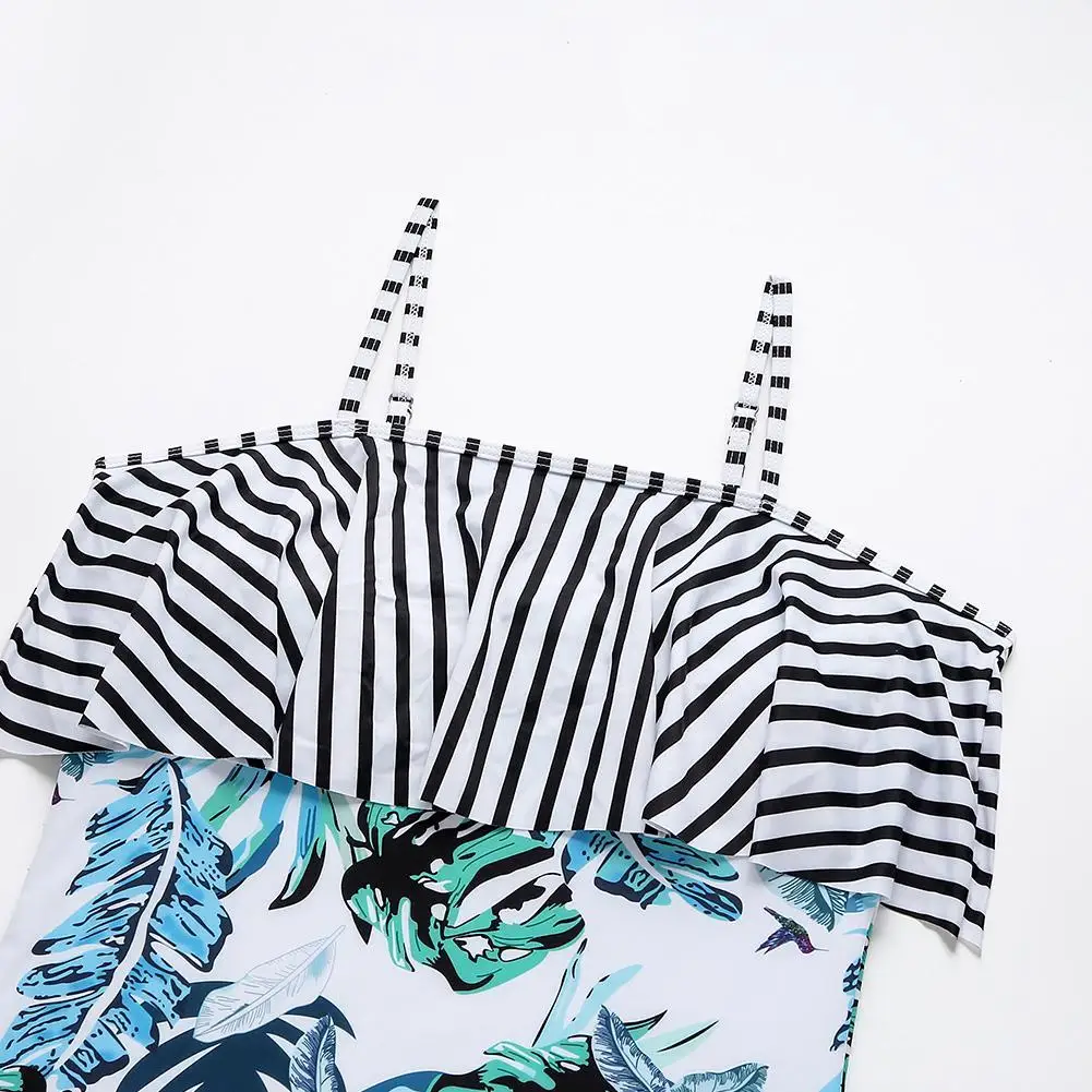 

Ruffles Large Size Swimsuit One Piece 1 Swimwear Mujer Plus Monokini Floral Printed Strappy Female 2021 Bathing Suit 3XL