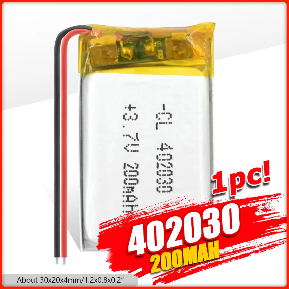 

YCDC Free Shipping Polymer Lithium 3.7v 402030 200mAh Rechargeable Battery Replacement Bluetooth Earphone PDA Gamepads Batteries