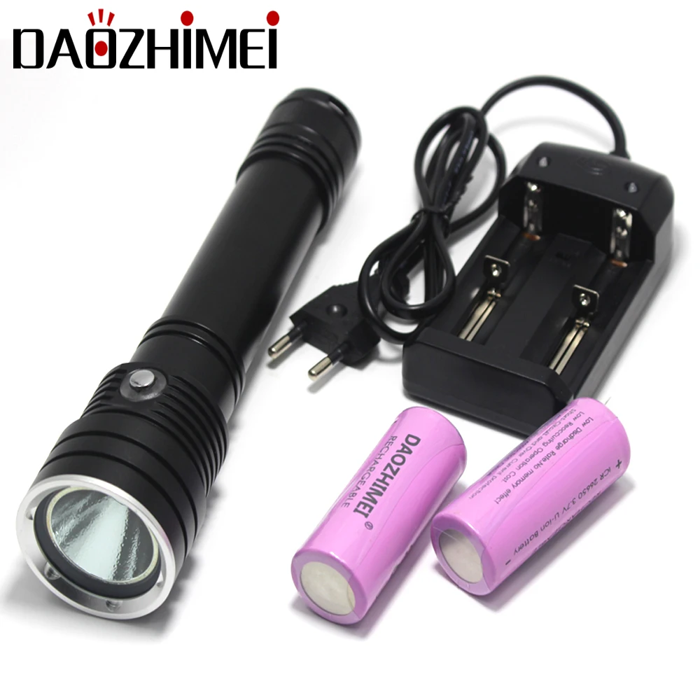 

3800 lumen XHP50 Professional Scuba Diving Flashlight Submarine Light 80M Underwater 26650 / 18650 Diving Waterproof Torch Hikin