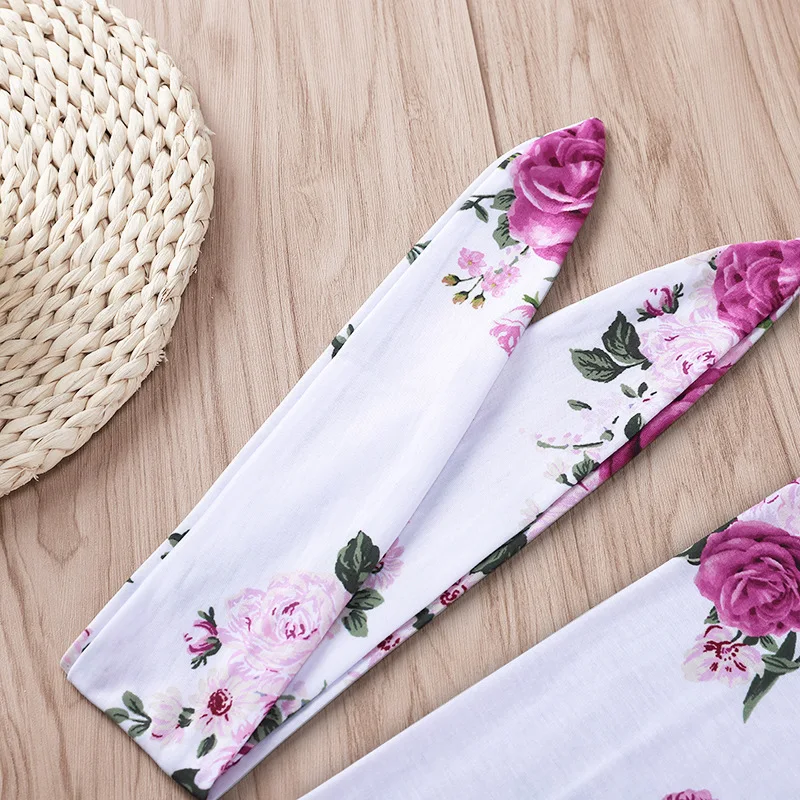 Детское одеяльце для сна с цветочным принтом новорожденных повязка на голову