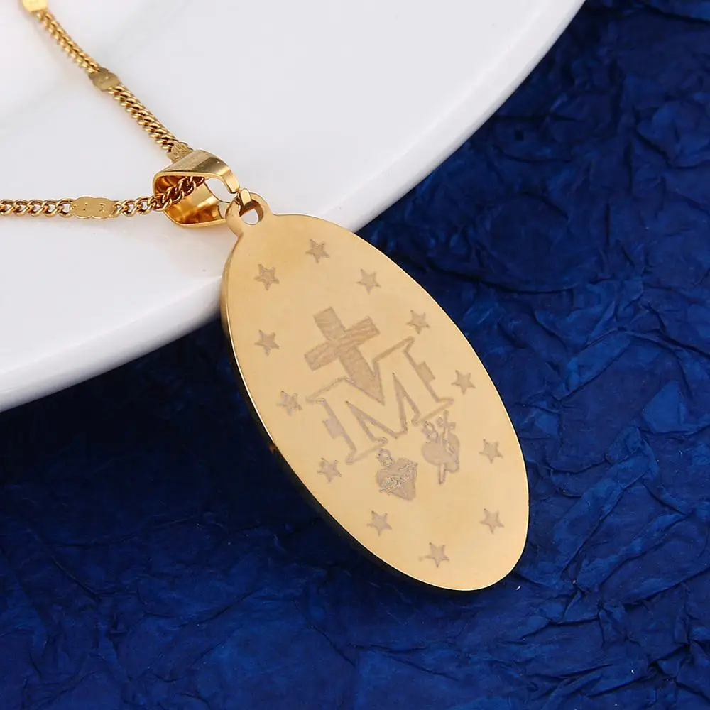 Медаль амулет Девы Марии из нержавеющей стали модный кулон ожерелье ювелирные