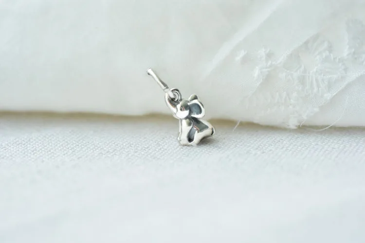 Новое поступление 100% серебряные бусины 925 пробы Кулон Слон брелоки подходят к