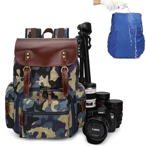 oil waxed canvas waterproof photography bag large wear resistant camouflage camera backpack men for nikoncanon sonyfujifilm free global shipping