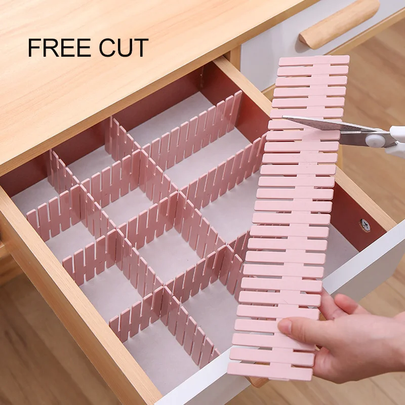 

4pcs Drawer Divider Adjustable Plastic Free Combination Partition Storage Shelves Organizer Underwear Socks Makeup Clapboard