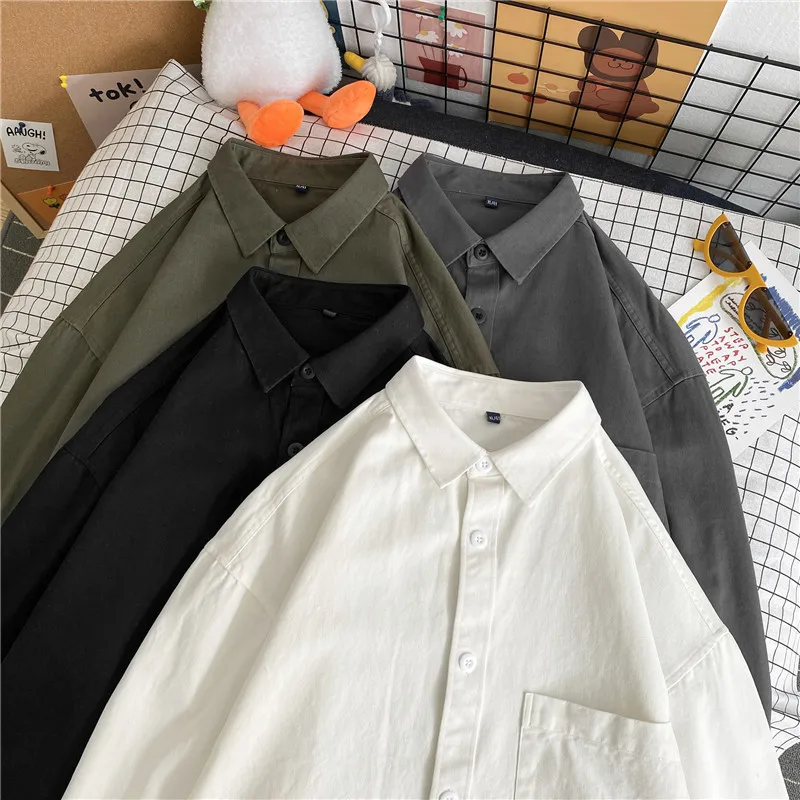 

2021 Autumn Men's Versatile Solid Loose Shirt