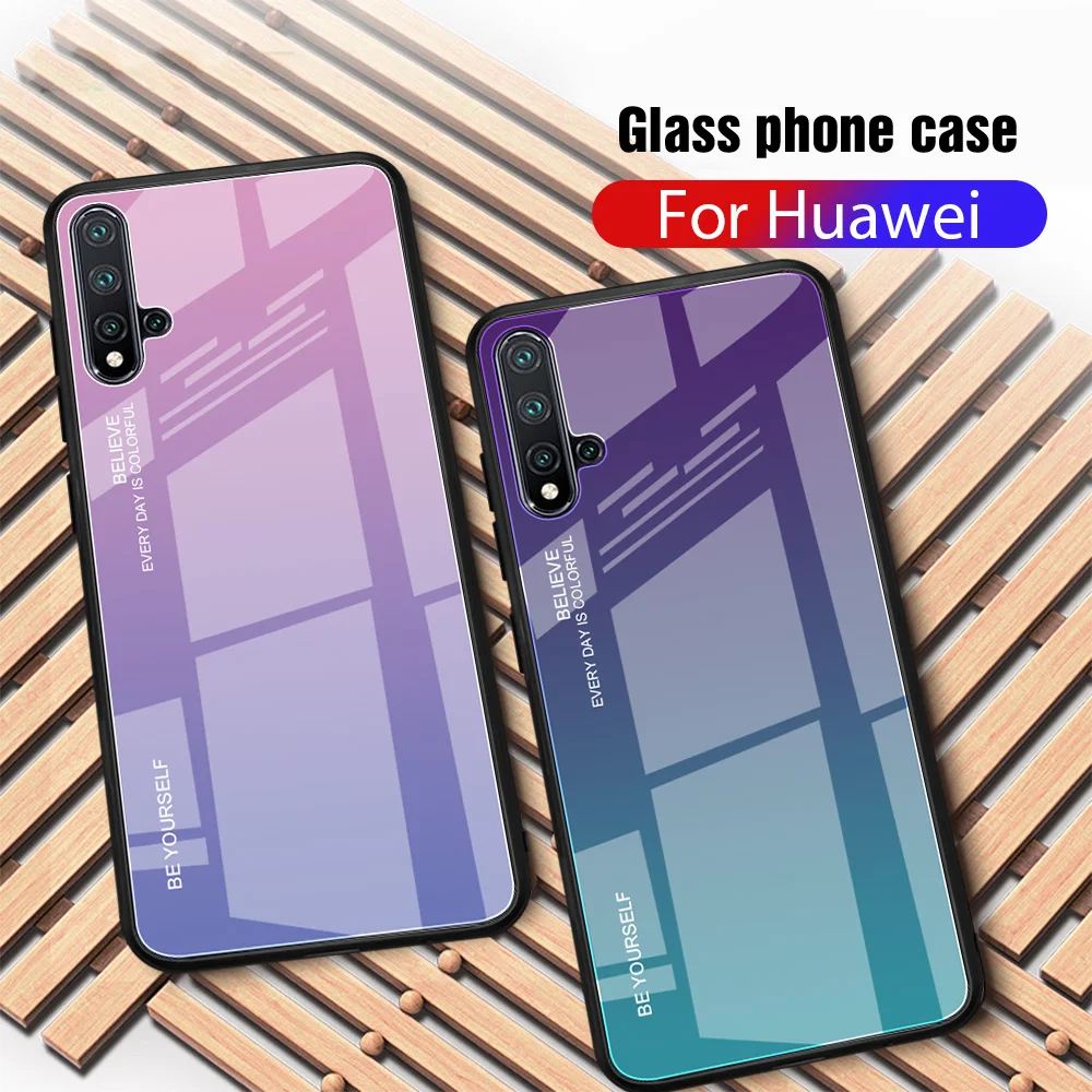 Чехол из закаленного стекла с градиентом Aurora для huawei Nova 5T 5 5i Pro Honor 20 Pro P20 Lite Y9 Prime mate 30 20 Lite 8X Max