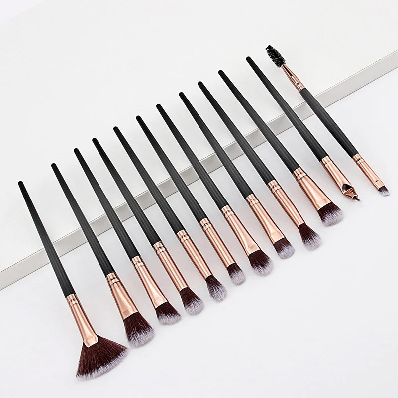 T-12pcs Набор кистей для макияжа 1-20 шт./лот, тени для век, растушевка, подводка для глаз, ресницы, кисти для макияжа бровей, профессиональные мягкие кисти для теней - Handle Color: T-12pcs