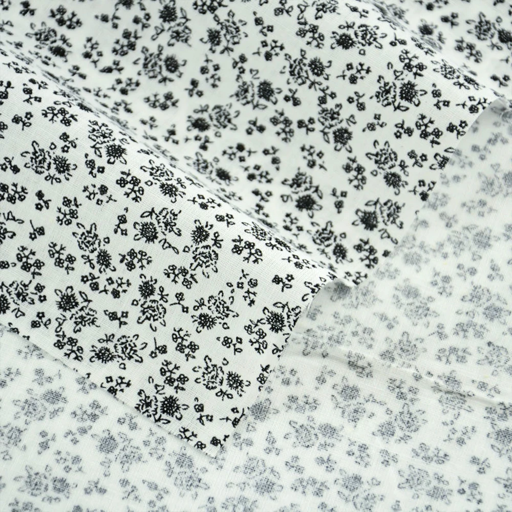 Cotton Fabric 2016 Small Black Flower Printed Sewing Pre-cut Fat Quarter Lovely Designs Tissue Crafts Dolls FabricCM Patchwork | Дом и сад