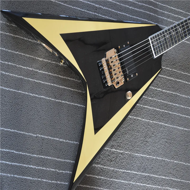 

2021 Factory wholesale classic unusual 6 string electric guitar, Golden accessories double rocking bridge, free delivery