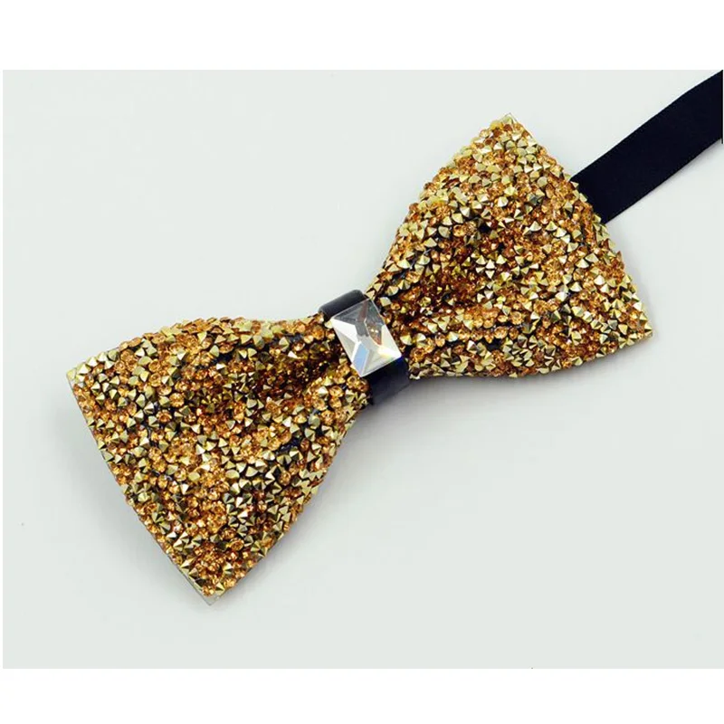 Роскошный Алмазный галстук бабочка черного цвета для мужчин стразы воротник