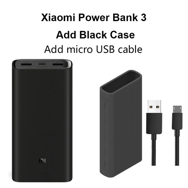 Xiao mi power Bank 3 20000 мАч mi power bank USB-C 45 Вт портативное зарядное устройство Dual USB power bank для ноутбука смартфона - Цвет: Add case Micro USB