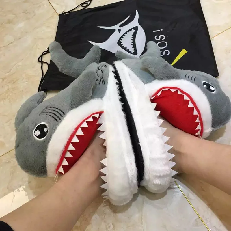 

Cartoon Shark Funny Shoes Girls Lovely Indoor Slippers Ladies Home Shoes 2021 Fashion Plush Warm Slippers Women Winter Shoes