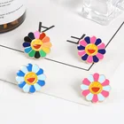 Разноцветная брошь в виде подсолнуха, японская Милая брошь в виде смайлика, простой разноцветный цветок, украшение для сумки, булавки для свитера
