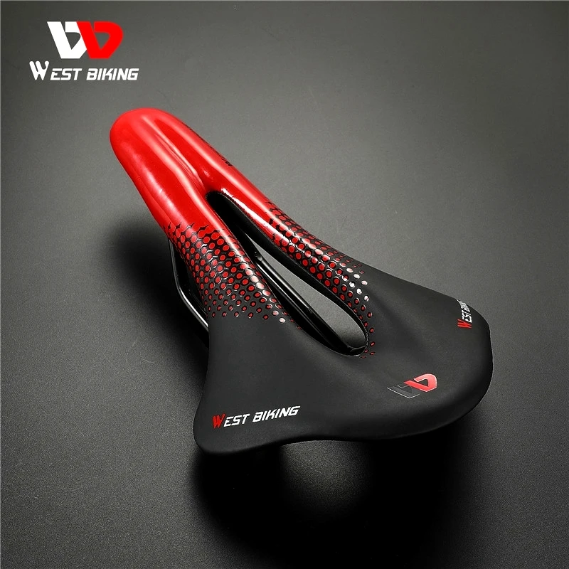 

WEST BIKING Bicycle Saddle MTB Mountain Road Racing Bike Seat Soft PU Leather Hollow Breathable Cushion Cycling Part Accessories