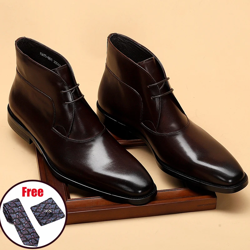 Мужские зимние ботинки челси из натуральной коровьей кожи броги повседневная