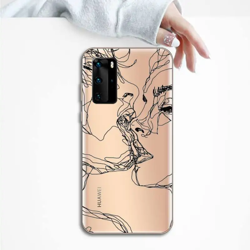 

Line abstract art Phone Case Transparent for Huawei P20 P30 P40 honor 8 10i P smart 2019 Samsung A71 A21S S10 20 plus