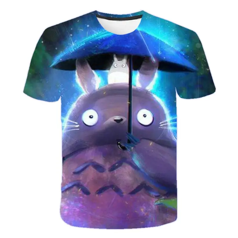 

3D print totoro black t shirt fashion baby summer t shirt totoro lamp boy/girl t shirt harajuku shirts for kid Short sleeve 2021