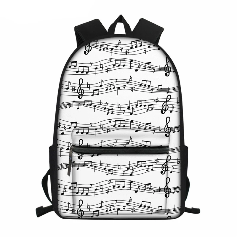Школьный рюкзак для подростков с принтом музыкальных нот, школьные ранцы для учеников Старшей школы, женский рюкзак, Классический рюкзак, Д...