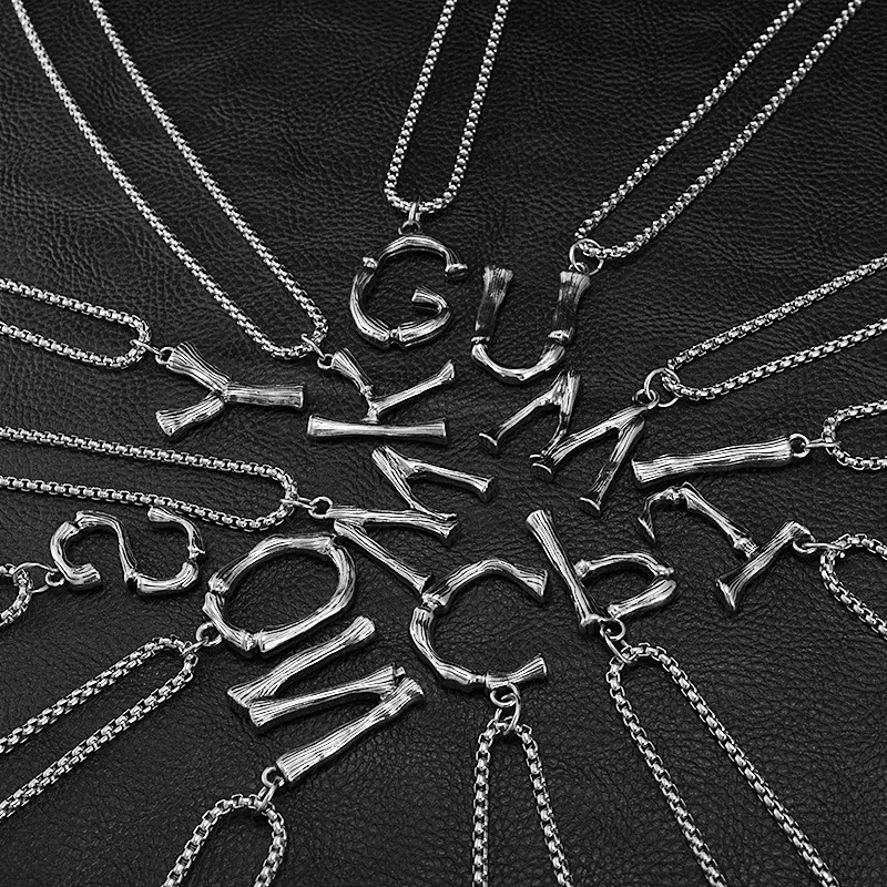 Wukaka хип-хоп из нержавеющей стали бамбуковое A-Z 26 букв подвеска цепочка для