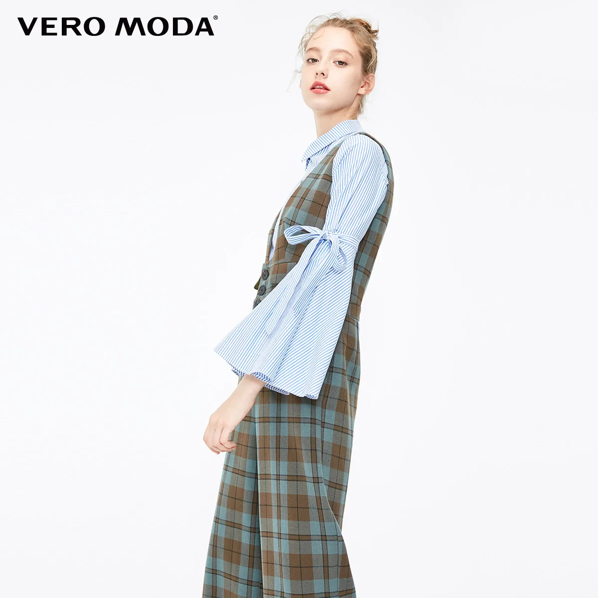Vero Moda новое поступление OL Стиль Женский клетчатый комбинезон капри на пуговицах | 31849X504 - Цвет: Army green