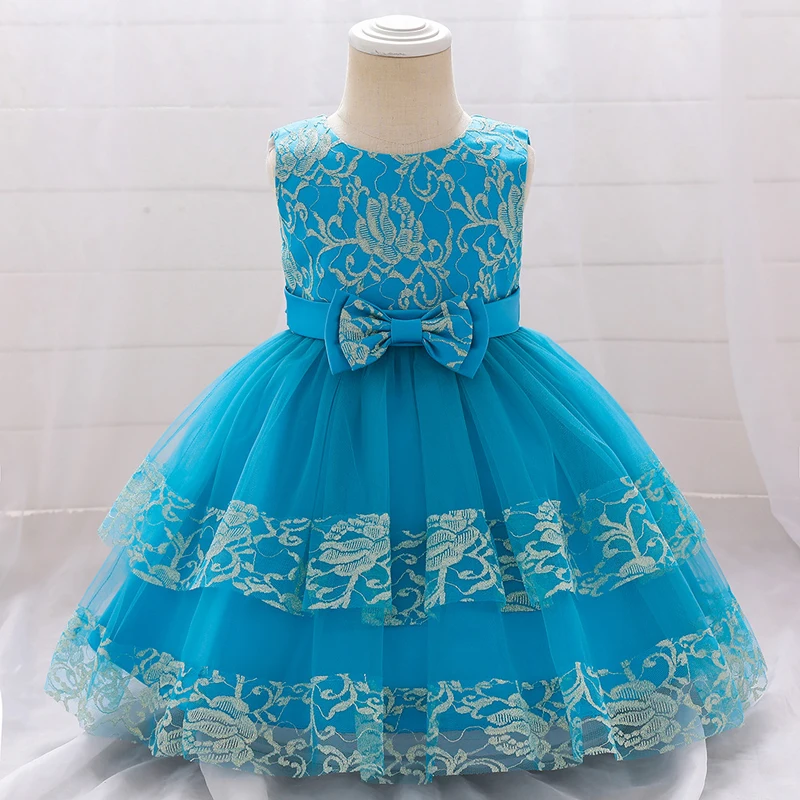 

2021 New Lace Girls European And American Baby Dress Summer Flower Girl Children Show Evening Dresses Gauze Bowknot Kids Dresses