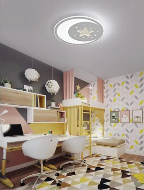 

Children's bedroom lamp simple modern lamps stars moon boys and girls living room ultra-thin led ceiling lamp LED eye dimmable