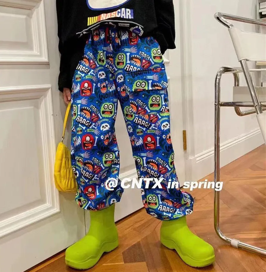 

2021 spring new children's pants boys and girls casual trousers cartoon printed casual pants