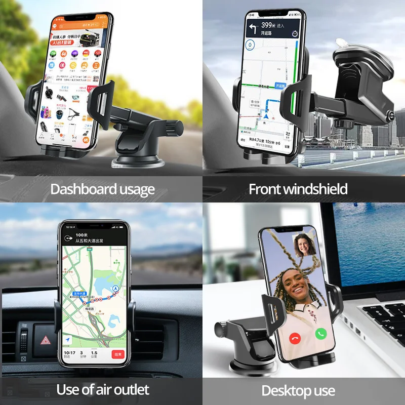 

3 in 1 Sucker Car Phone Holder Mobile Phone Holder Dashboard Mount Stand GPS Telefon Cell Support In Car For iPhone 12 11 Pro