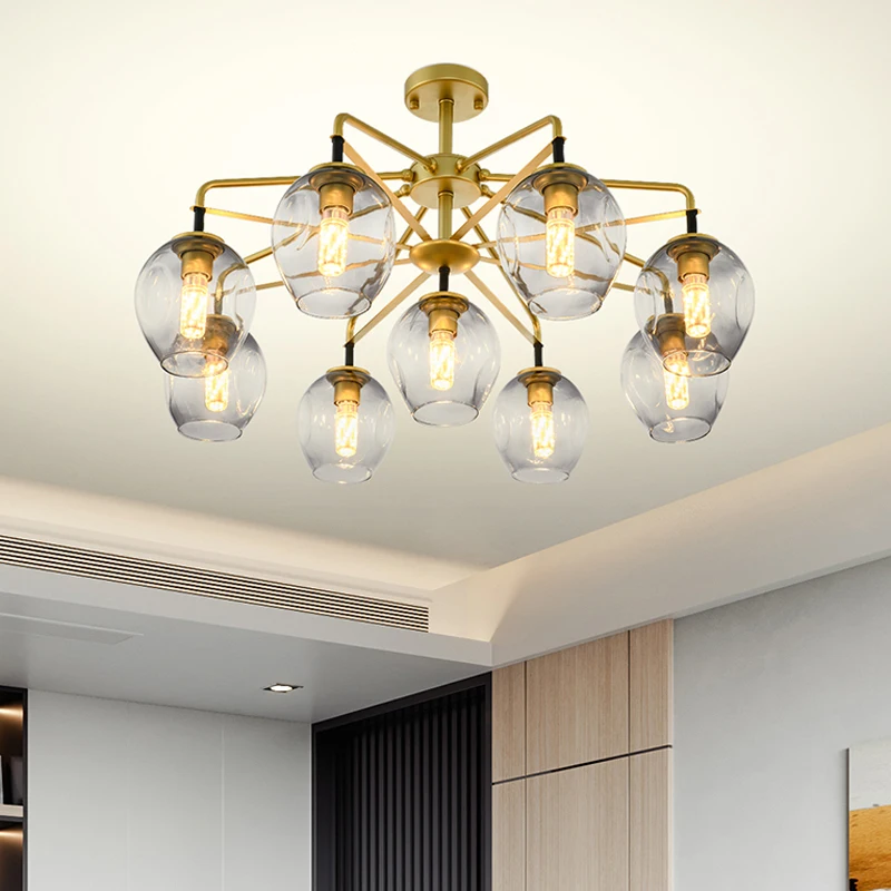

Magic bean golden chandelier molecular lamp living room bedroom glass chandelier LED E27 chandelier lighting