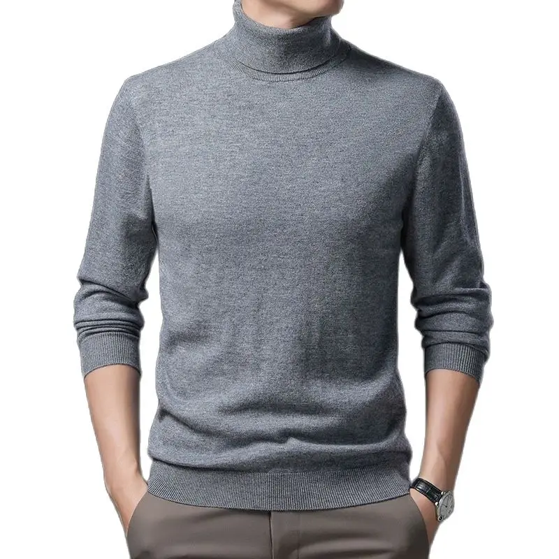 Sheep Wool Sweater Men's High Collar Fashion Bottomed Pullover Men Clothes Time Limited