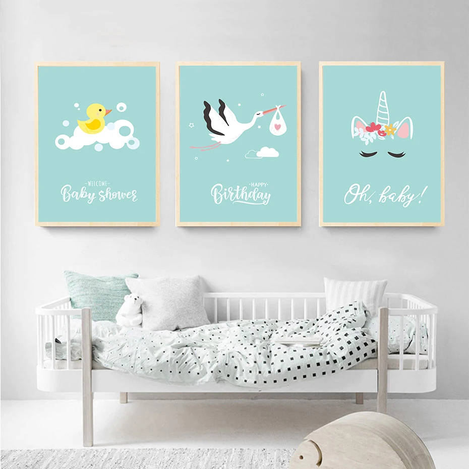 Милый журавль утка Единорог Цитата детская настенная Картина на холсте плакаты и